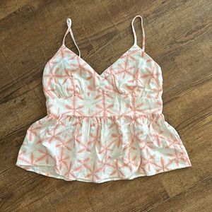 LOFT Pink/White Strappy Flowy Tank Top Sz XSP